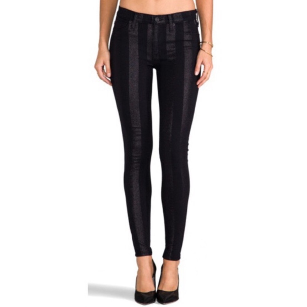 Hudson Nico Black Glitter Midrise Skinny Jeans